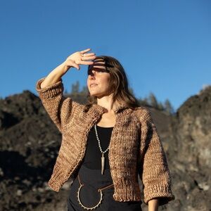 Chunky Hand Knit Brown Sweater